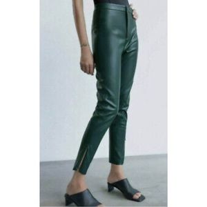 Zara Hunter Green Leather Pants Size S